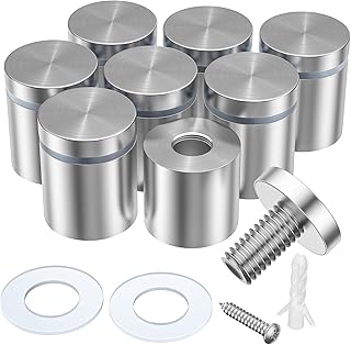LuckIn 8 Pack Standoff Screws for Acrylic (1 in. Dia x 1 in. L), Stainless Steel Stand Off Wall Mounts Hardware for Sign Holder, Silver-picture-28