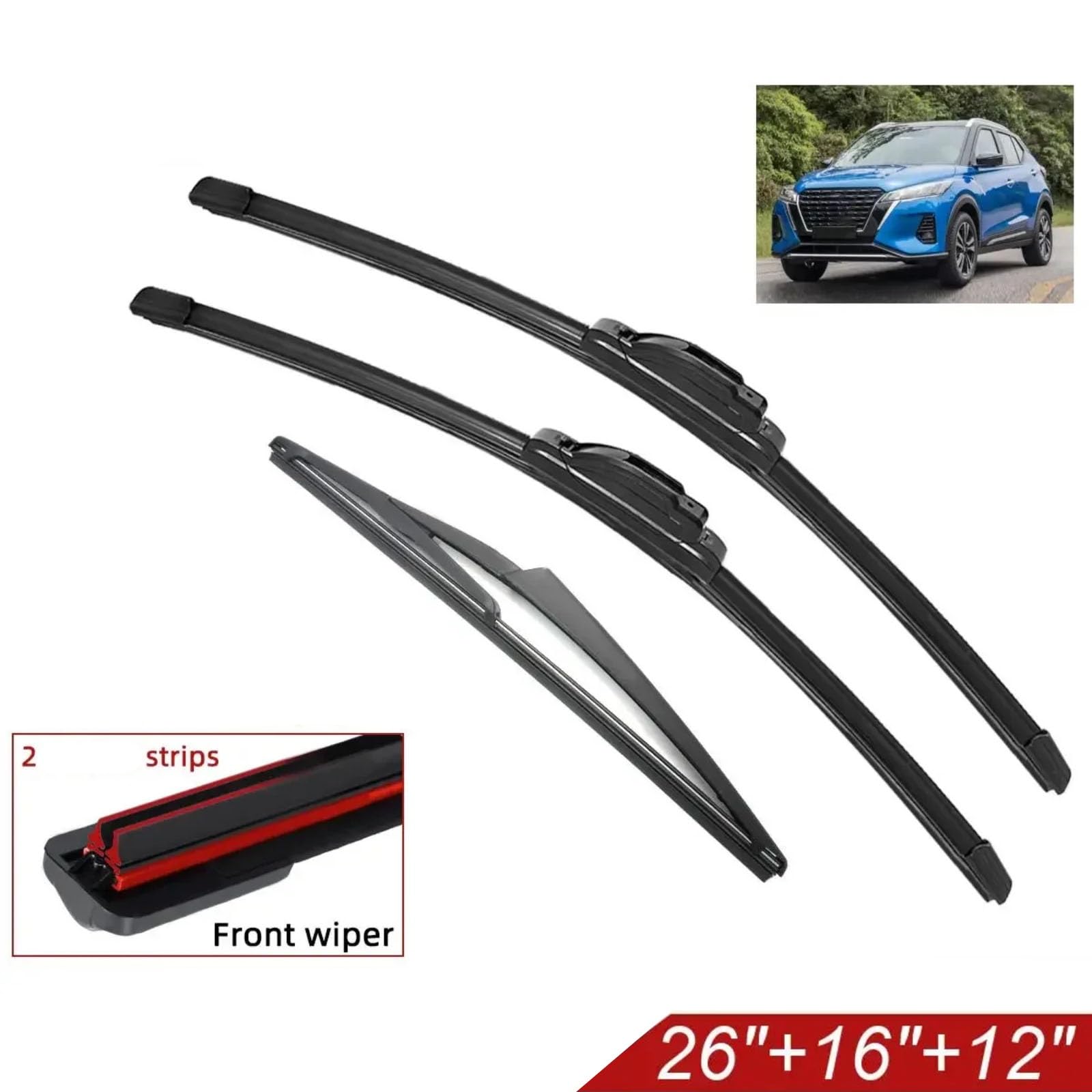 Escobilla coche Escobillas Limpiaparabrisas Coche Para Nissan Para Kicks 2017 2018 2019 2020 2021 2022 Trasero Delantero Doble Accesorios | 6pcs