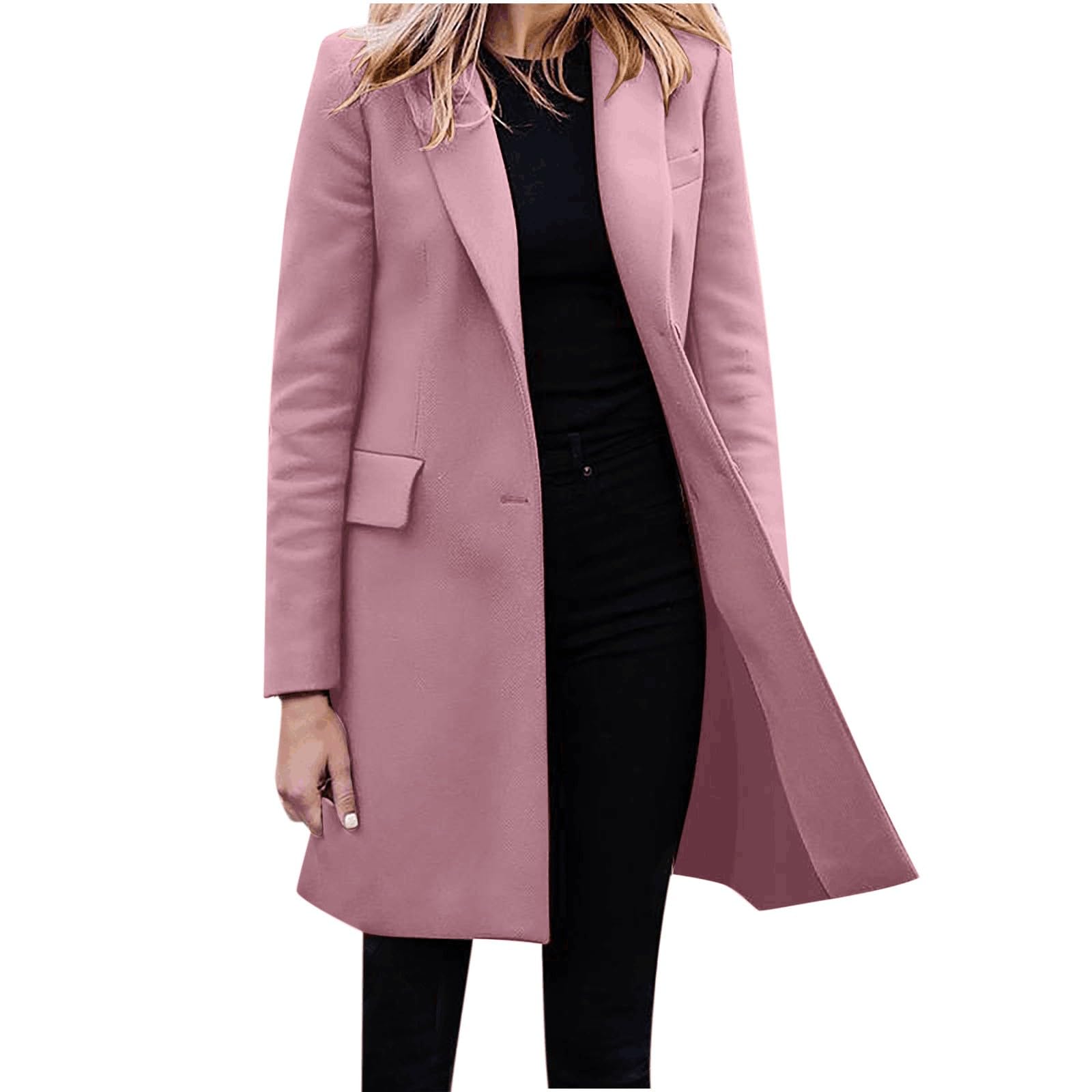 Womens Long Blazer Business Casual One Breasted Loose Fit Jackets Work Professional Office Lapel Outerwear Suit Jacket