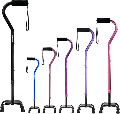 Quad Walking Cane Foldable Adjustable Portable Stick Men & Women and Seniors - Lightweight & Sturdy with 4-Pronged Base for Extra Stability