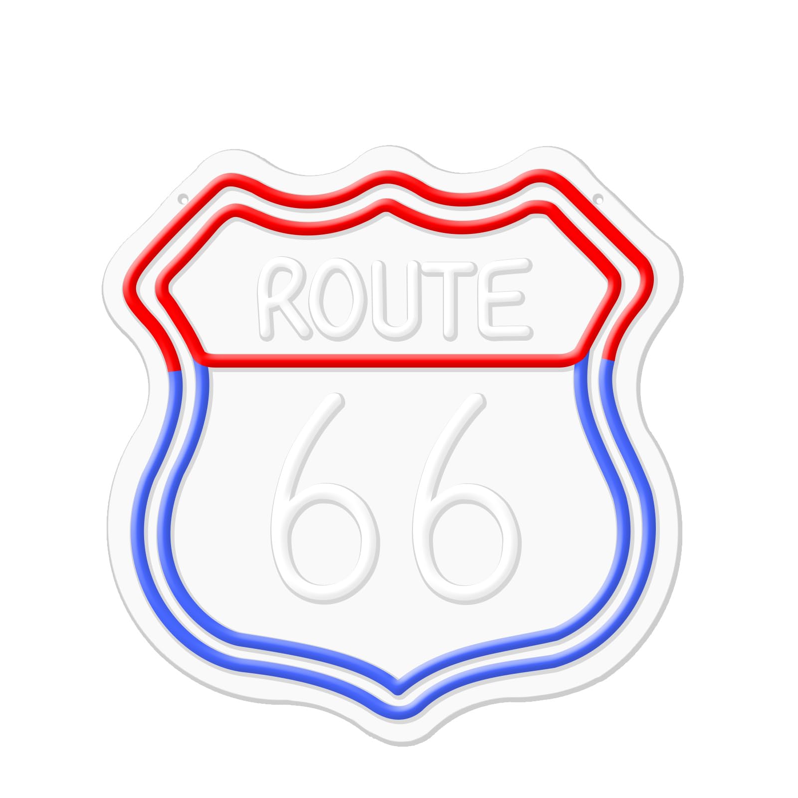 Znak neonowy Route 66 niebiesko-czerwono-biały, diody LED, neonowe światła do dekoracji ścian, USB, regulowana jasność, akrylowe światła neonowe, odpowiednie do dekoracji klubu, biura, barów, pokoju