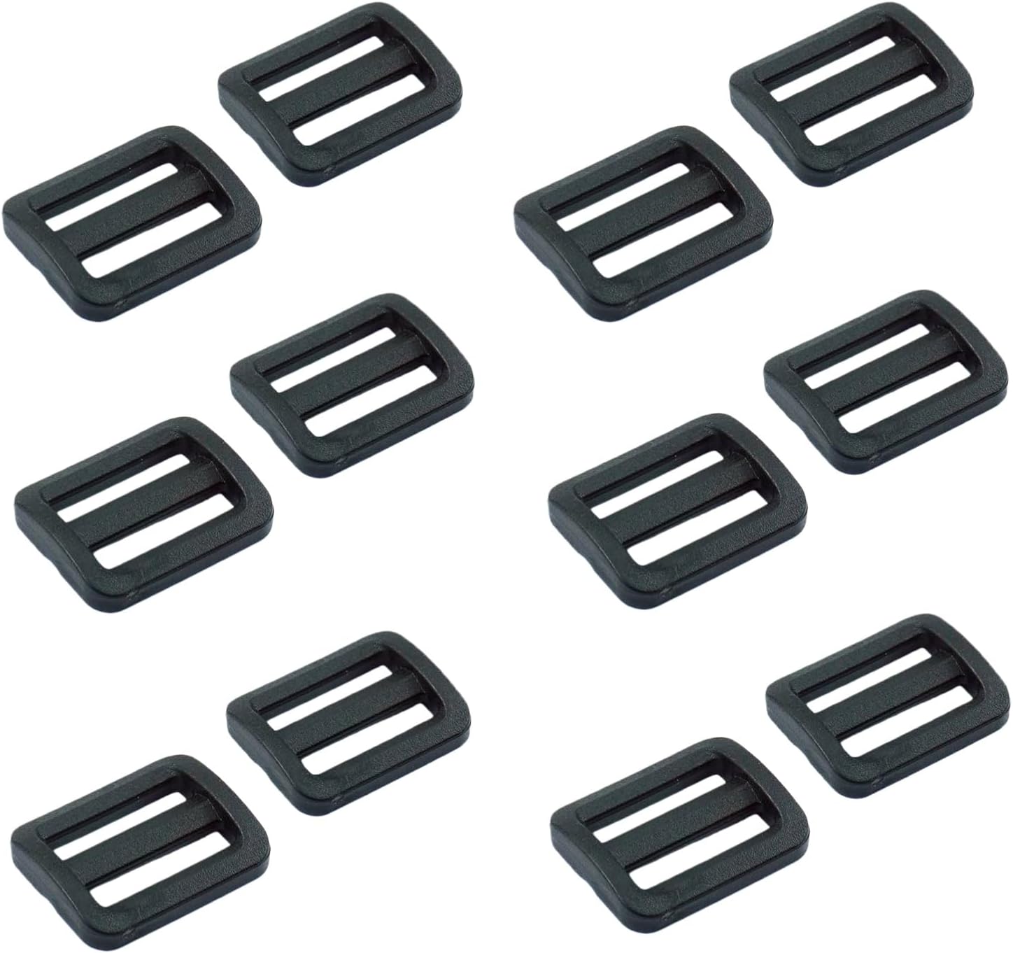 12 Pack Tri-Glide Adjust, Black Plastic Strap Slider for DIY Backpack, Ladder Buckle, Adjustable Slider, Backpack Buckle