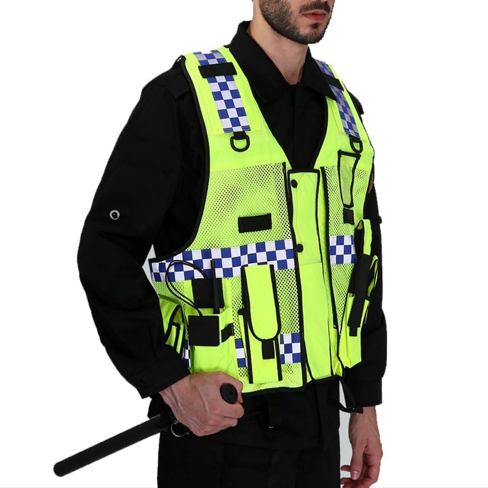 Chaleco Reflectante Multi-Bolsa Sitio De Construcción Chaleco De Protección De Seguridad Ropa Fluorescente En Cinta Oscura