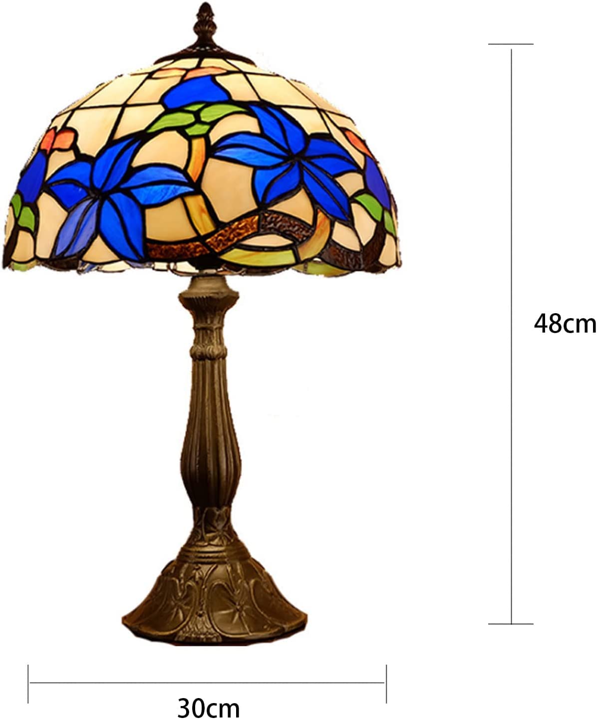 schöne Glaslampe schöne Glas Tischlampe Leselampe Nacht Lampe Persönlichkeit Blau Gardenia Buntglas Schreibtisch Lichter für Wohnzimmer Schlafzimmer Nachttische doppelte Komfort
