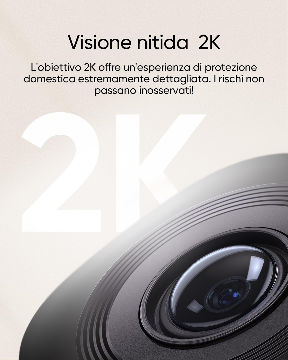 eufy Security telecamera wifi interno C220 (Cablata), 2K, 360° videocamera sorveglianza interno wifi, rilevamento IA, Visione Notturna, Alexa, per baby monitor/animali domestici/sorveglianza domestica