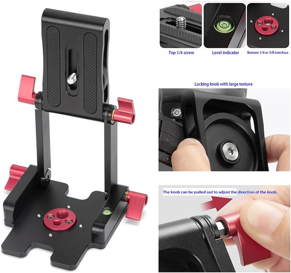 Desktop Mount Stand for FTX-1F IC-705, Foldable Tilt Support with Level Indicator, 1/4 and 3/8 inch Interface