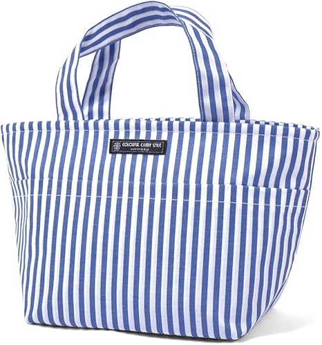Amazon Co Jp 抗菌ランチトート お弁当バッグ トートバッグ サブバッグ ベーシックストライプ 青 Nd ホーム キッチン