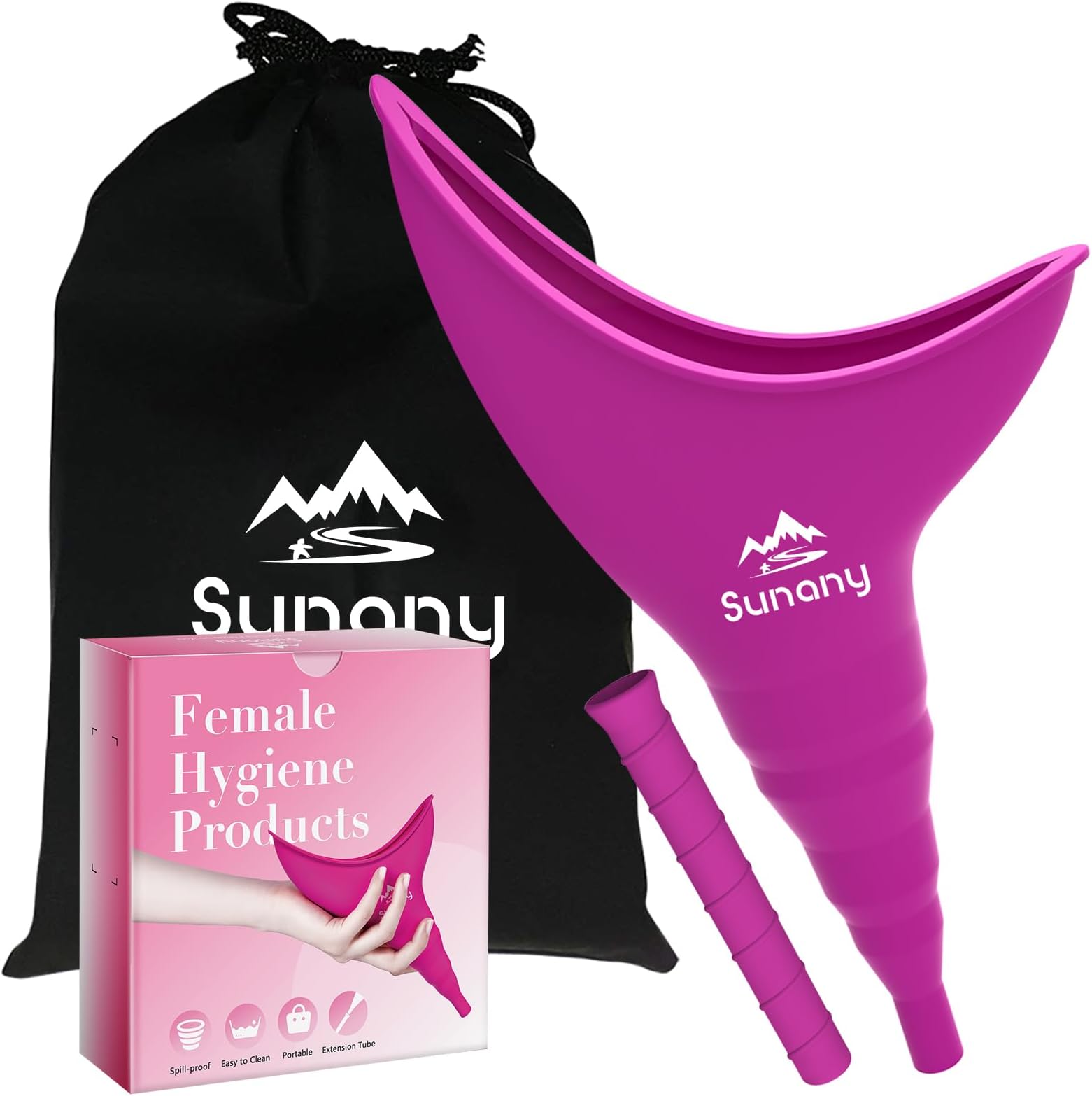 Female Urination Device, Reusable Female Urinal Silicone Women Pee Funnel Allows Women to Pee Standing Up, Portable Womens Urinal is The Perfect Companion for Camping,Outdoor,Travel（Fuchsia）