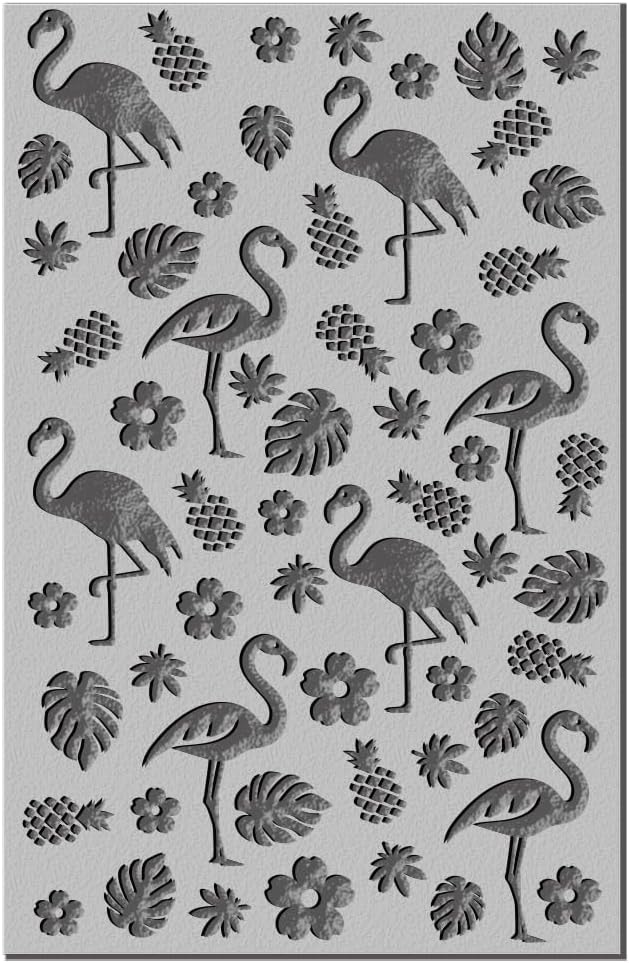 CHGCRAFT Flamingo Clay Texture Mat Tropical Plants Flowers Polymer Texture Sheets DIY Tools for Clay Pottery Earring Jewelry Making Stamp Engraving Machines, 3.9x2.6inch