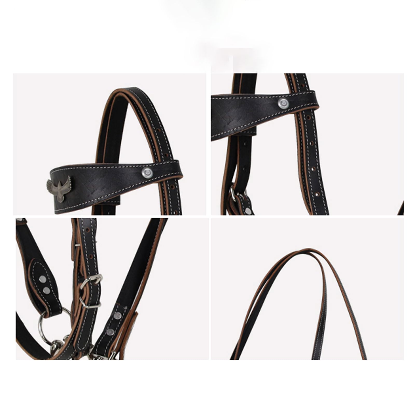 Cabeza de jaula de nylon pesada ajustable, Brida de cazador gruesa y acolchada ancha con tocado cómodo Entrenamiento y espectáculos Negro, Rojo S, L(Schwarz,Small)