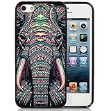 iPhone 5S Case,iPhone 5S Black Case, Dsigo TPU Full Cover Protective Case for New Apple iPhone 5S - Retro Vintage Aztec totem elephant