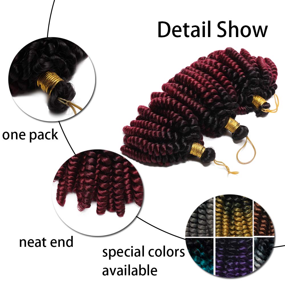 Jumpy Wand Curly Crochet Hair Jamaican Bounce Hair 6 Inch Braids Twist Hair Jamaican Bounce Short Curly Crochet Braids Hair Extension Synthetic For Black Women (6"curly,black to dark purple)