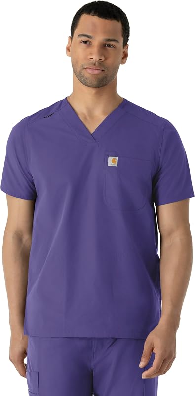 Carhartt Scrubs for Men, Force Essentials, V-Neck Shirttail Tops with 4 Pockets