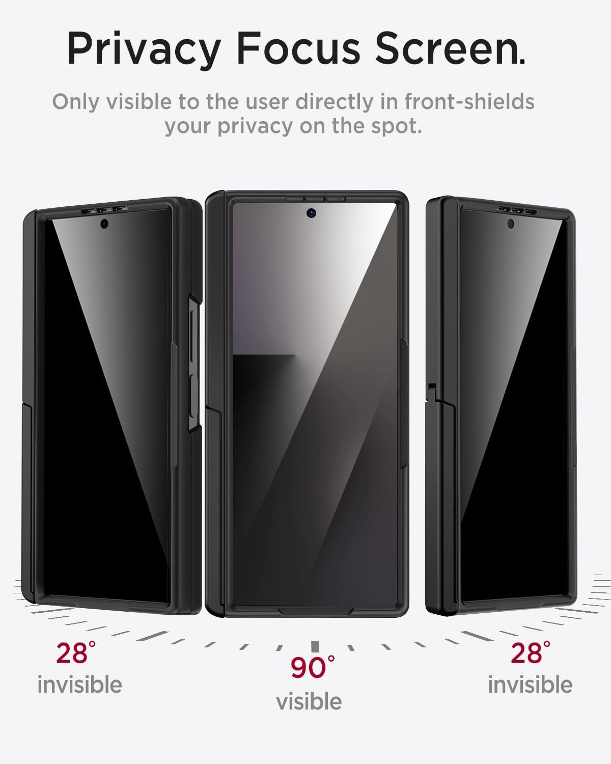 Miimall for Samsung Galaxy Z Fold 7 Case with Privacy Screen Protector, Hinge Protection & Hidden Kickstand, Anti-Slip Shockproof Case, Full Body Protective Cover for Fold7, Matte Black