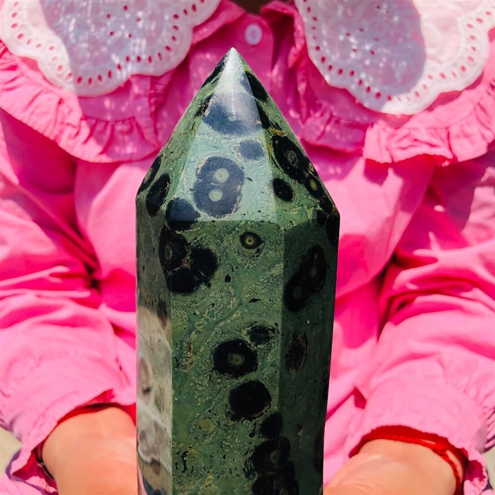 KatLin Natural Stone Peacock Eye Wand Tower Voodoo Spirit Meditation Healing Crystal Room Ornament Ornaments (Size : 550-600g)
