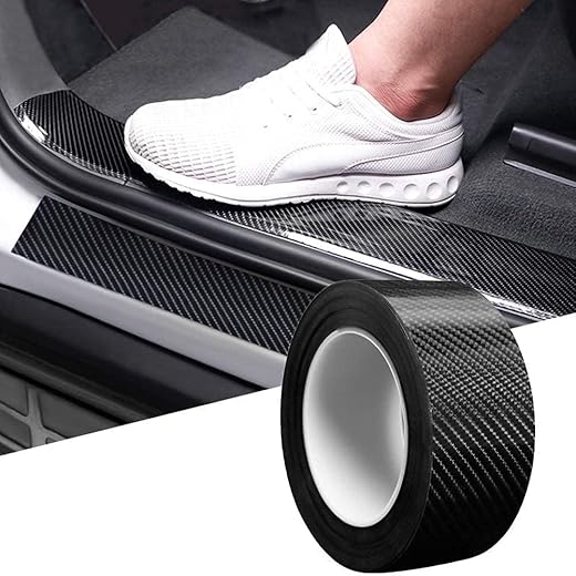 kenixs Car Sticker Carbon Fiber Rubber,Entry Guard Protector Strip Car Door Sill Protector,Bumper Door Guard Scuff Plate Protectors Tape...