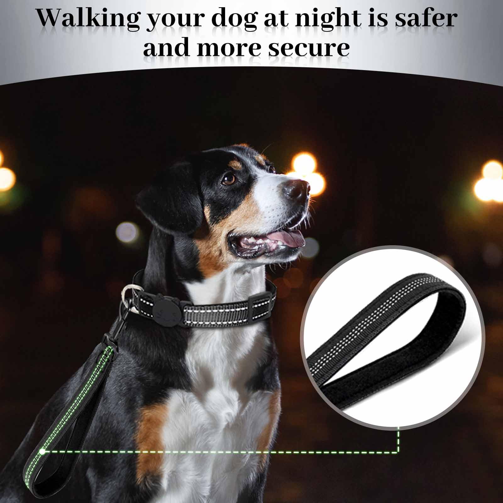 Reflective Short Dog Lead with Padded Handle - Durable Nylon Traffic Lead Training Walking Leash for Medium Large Dog (Black, 11.8IN) - Image 4