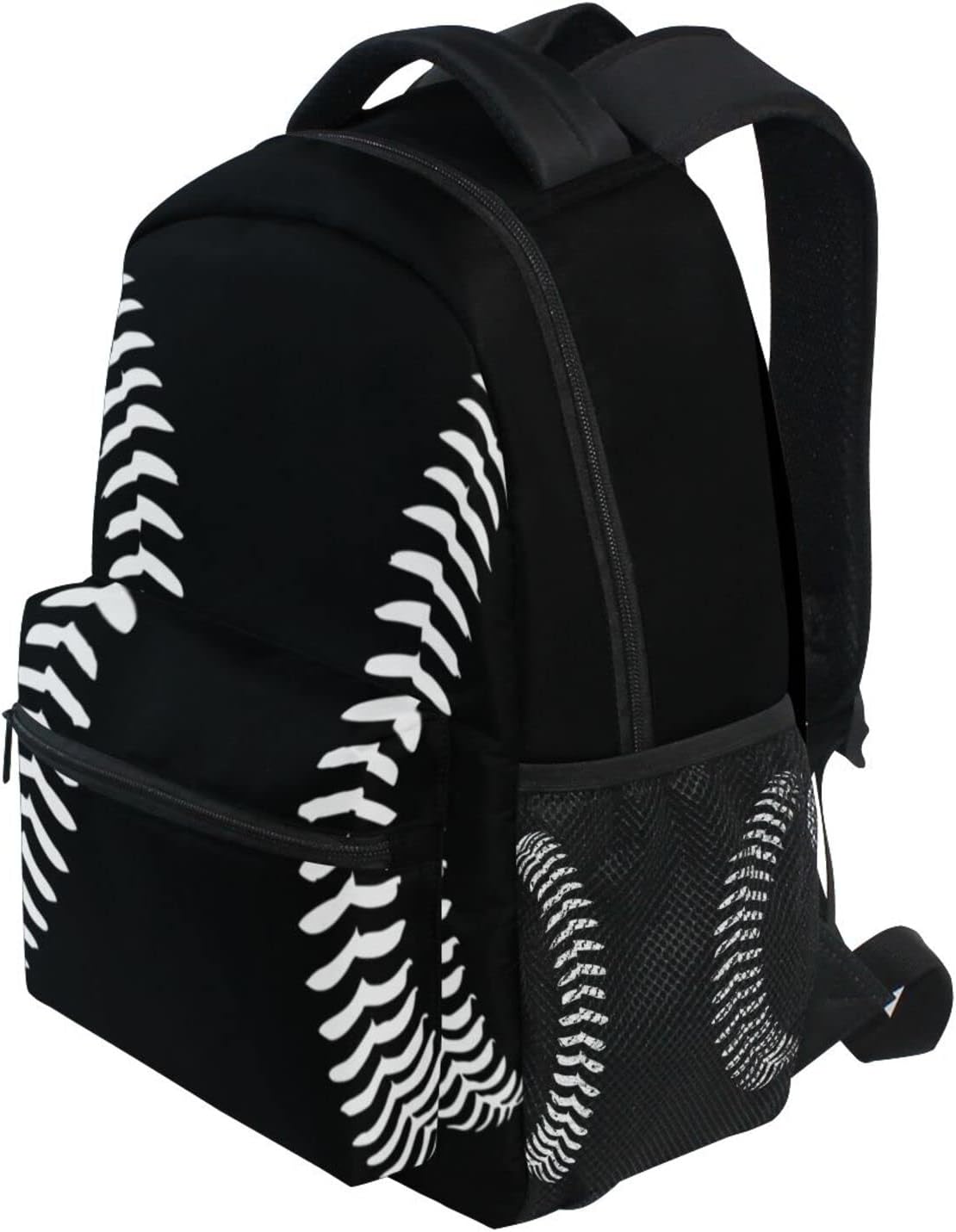 Miaoquhe Black Baseball Backpacks School Bookbag for Kids Sport Softball Backpacks Laptop Shoulder Bag for Women Girls Men Boys School Casual Daypack for Travel Hiking Camping