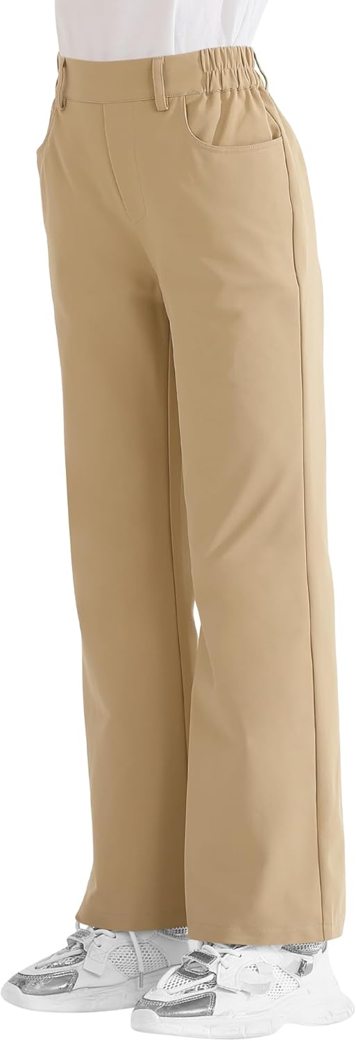Dreammonkey Girls Flare Dress Pants Kids Bootcut School Uniform Slacks with Half Elastic Waist Size 6-15 Years - Image 3