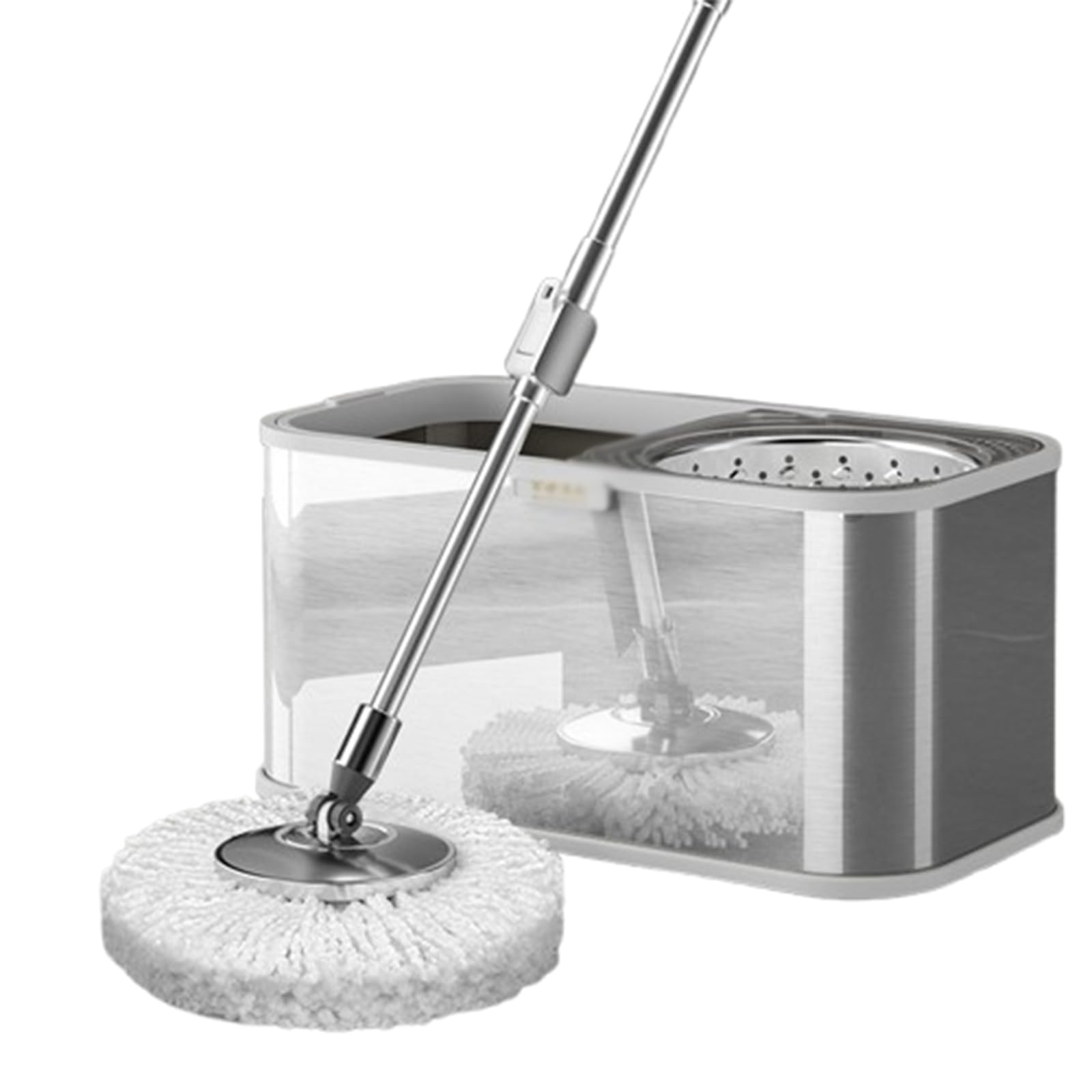 Système de Seau à essorer avec essoreuse, 3 recharges de Rechange, Ensemble Seau et serpillière rotative, serpillères Longue durée pour Le Nettoyage des sols,E
