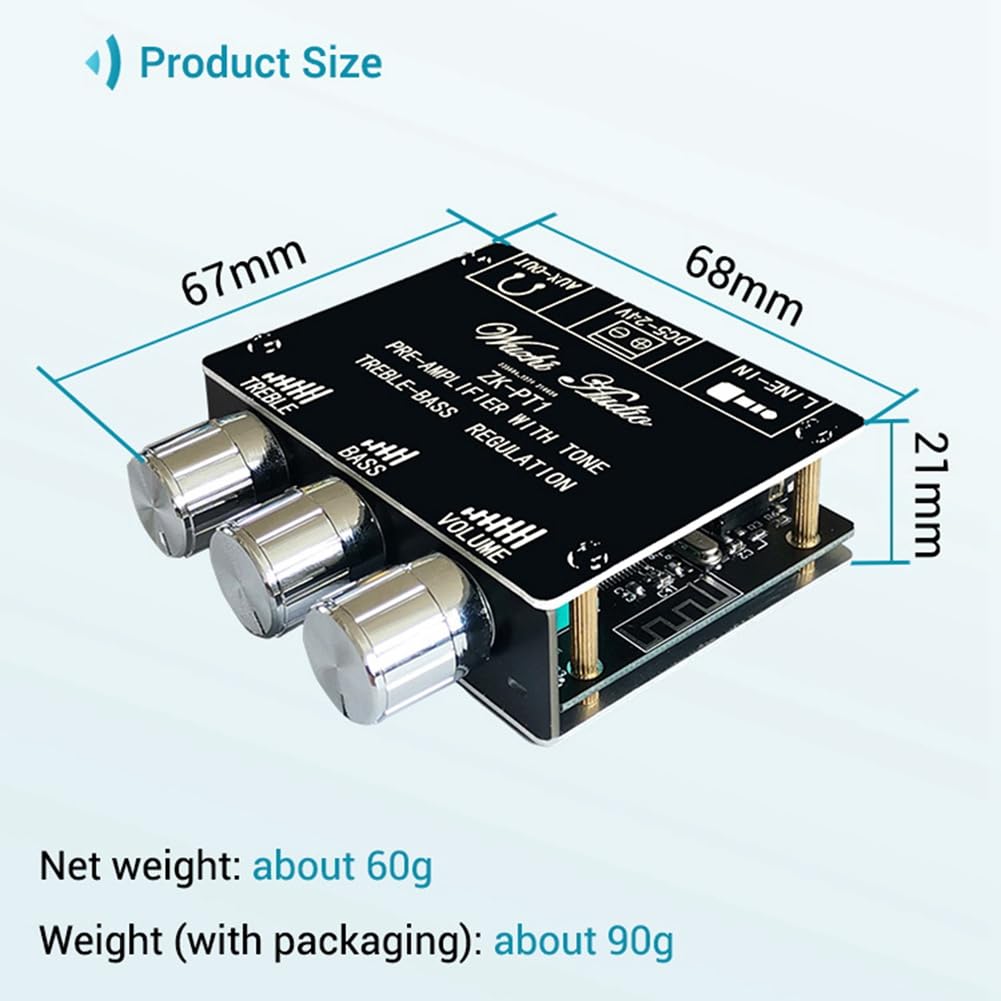 5X Carte de Décodeur Bluetooth 5.0 Carte D'Amplificateur de Pré-Module Stéréo à Faible Bruit à Double Canal -PT1
