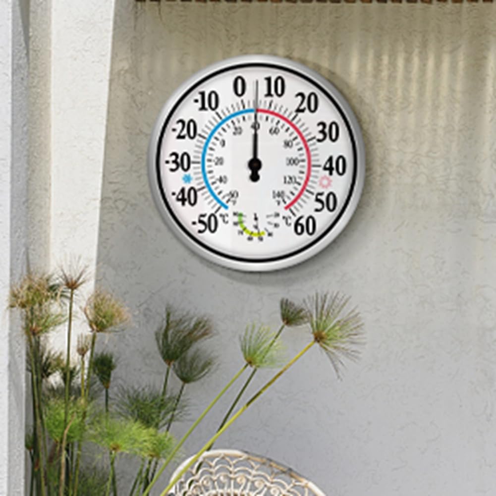 Termometro esterno da 30 cm con numeri per interni, termometro da parete, igrometro, stazione meteo da giardino, durevole, facile da installare e facile da usare