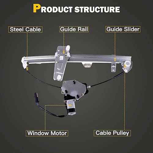 Miniatura 4 de OCPTY Elevalunas eléctrico con ensamblaje de motor de repuesto Elevalunas lateral del pasajero delantero derecho para 1999-2000 para Jeep Grand para
