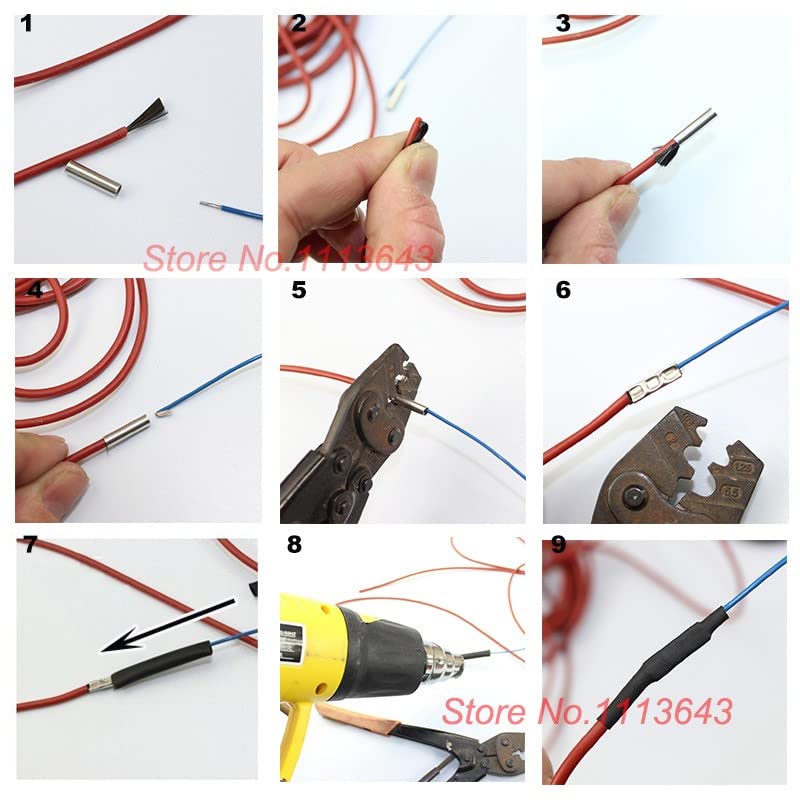 1000 Piezas/Paquete de Conectores de Empalme a Tope de 3,1 mm, Empalme de Cobre estañado, Manguito de Terminal de crimpado, Kits de Manguitos de Tubo de Cable