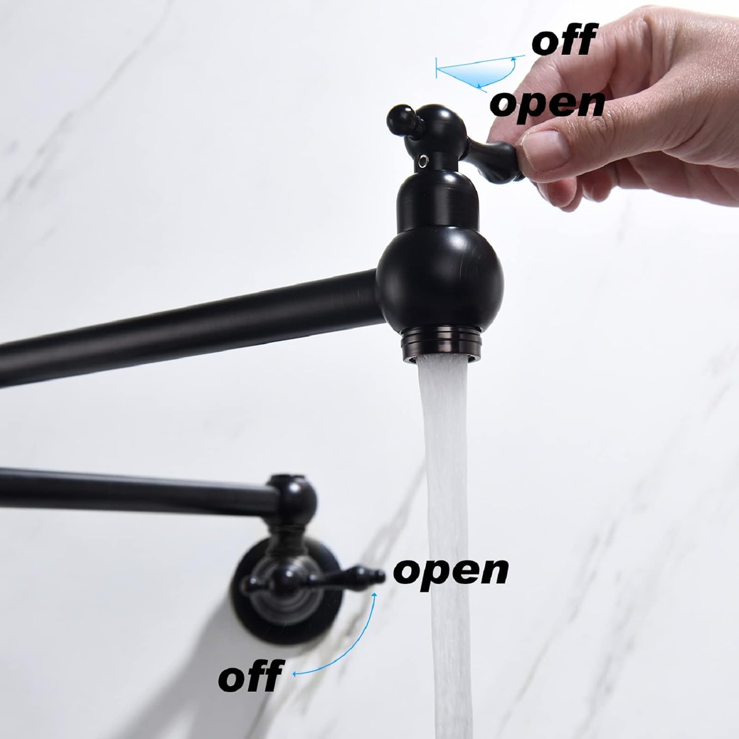 Mixer tap Contemporary Stainless Steel Pot Filler Folding Wall Mount Kitchen Restaurant Sink Stretchable Double Joint Swing Arm Faucet Commercial NPT Matte