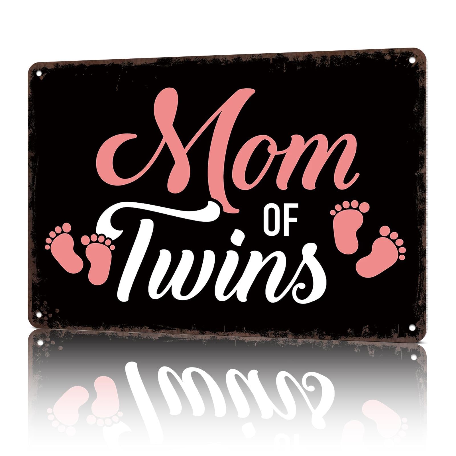 KWQDOZF Vintage Metal Signs Mom Of Twins Funny Tin Sign Poster Wall Art For Home Room Bedroom Office Decor 8x12inch