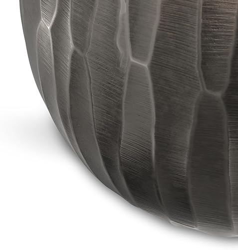 Miniatura 45 de SIMPLIHOME Morris - Mesa auxiliar de metal de aluminio fundido de 17 pulgadas de ancho en plata antigua, mesa de acento industrial con acabado en