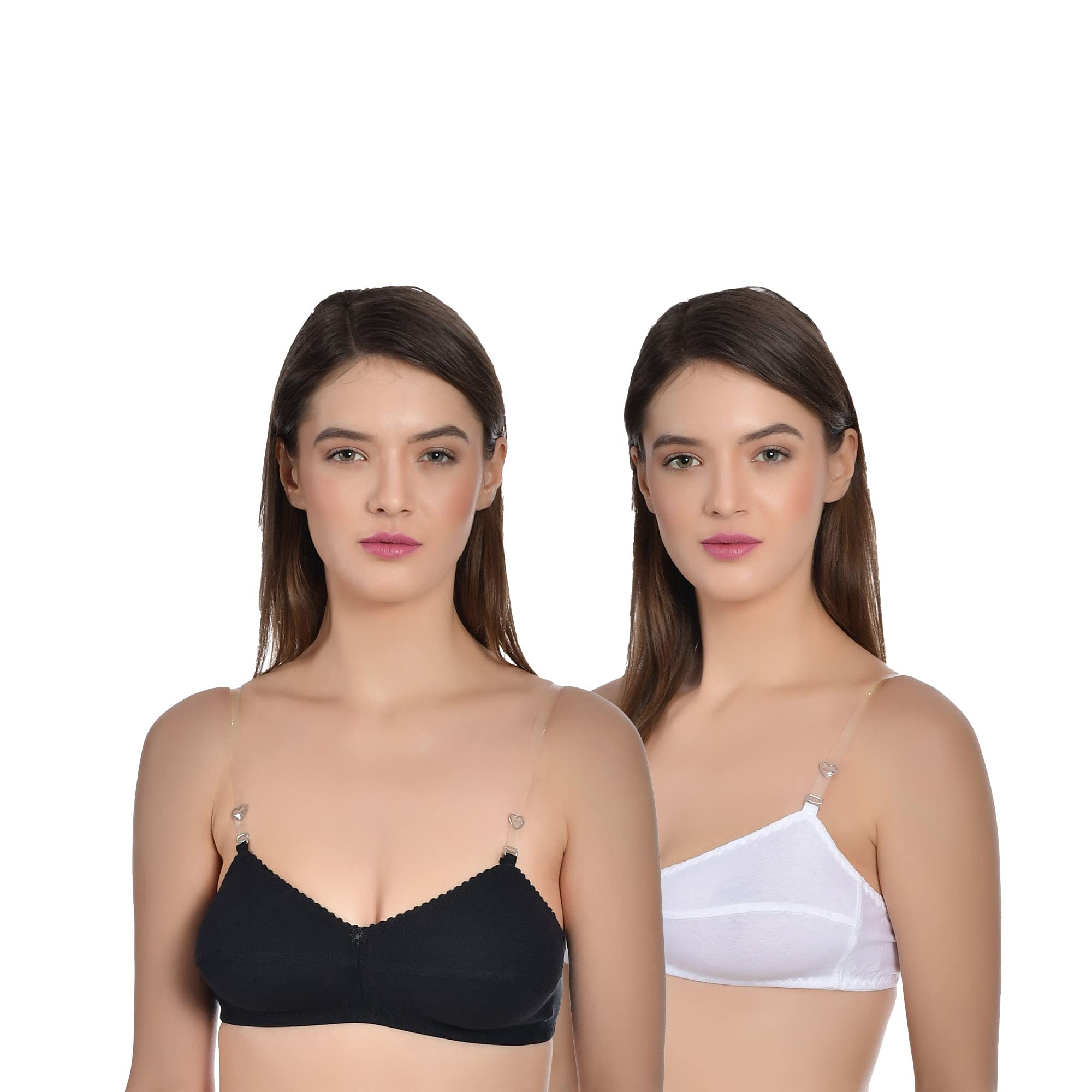 aimly Women's Cotton Non-Padded Non-Wired Mid Coverage Transparent Multiway Strapless Bra Pack of 2-picture-15