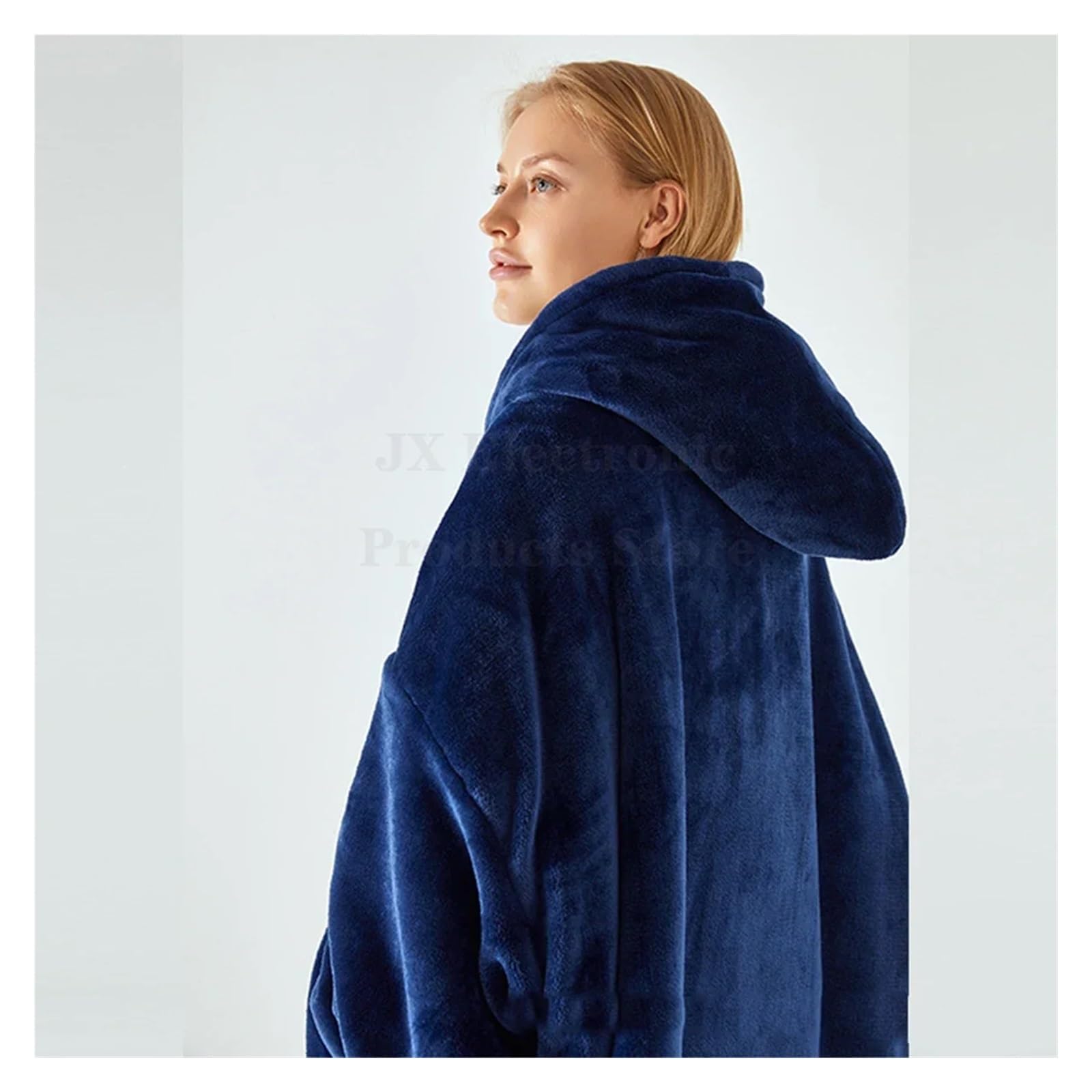 Manta con Capucha portátil, Manta de Gran tamaño, Sudadera for Adultos, Mujeres y Hombres, Mangas, Bolsillo Cremallera(Blue)