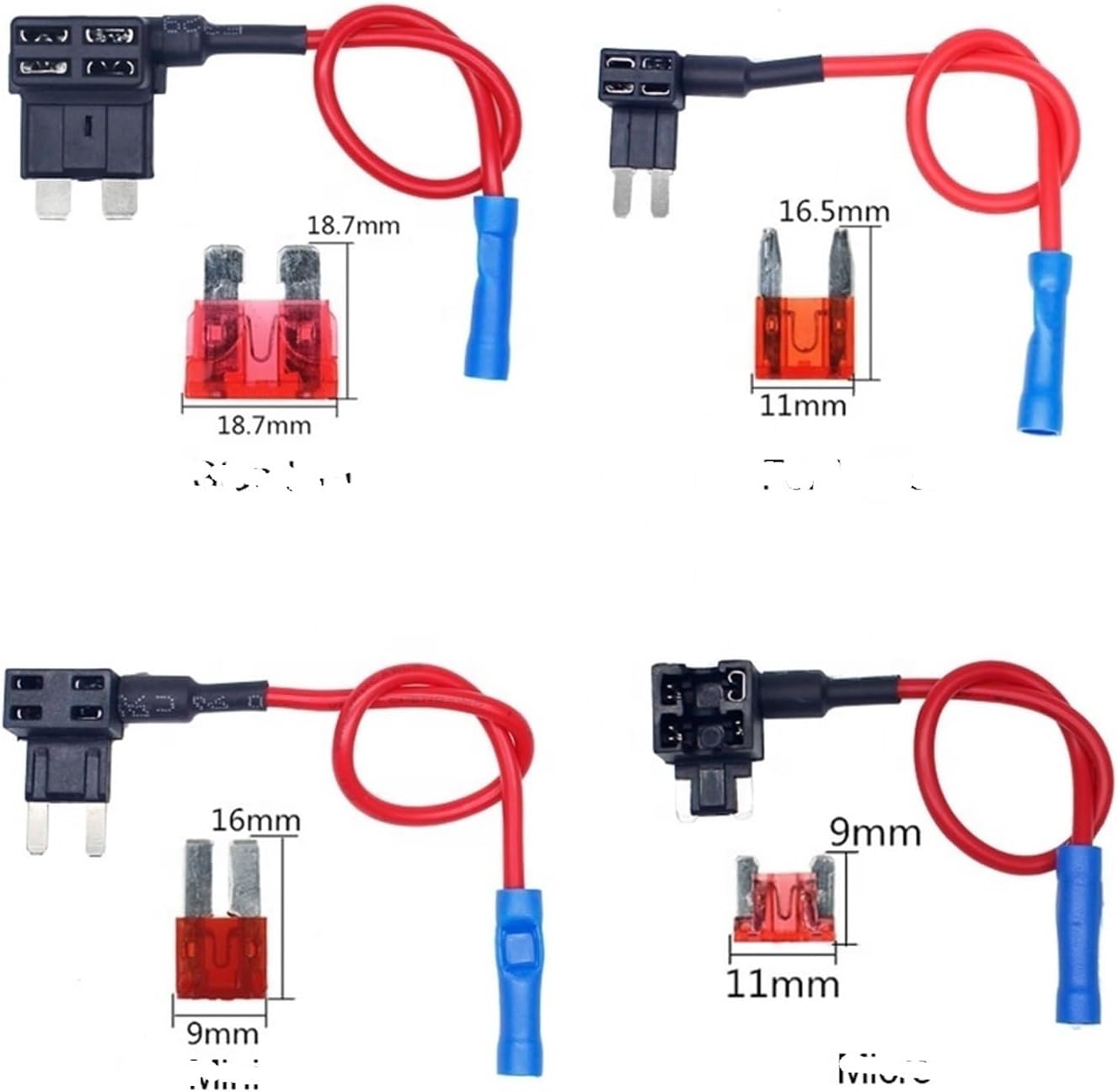 2pcs 10A Mini Standard ATM Blade Fuse 12V MINI Small Medium Size Car Fuse Holder Add-a-Circuit TAP Adapter(25A)