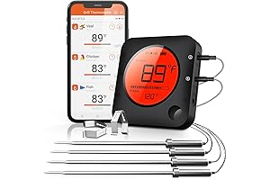 BFOUR Wireless Grill Thermometer with 4 Instant Read Probes