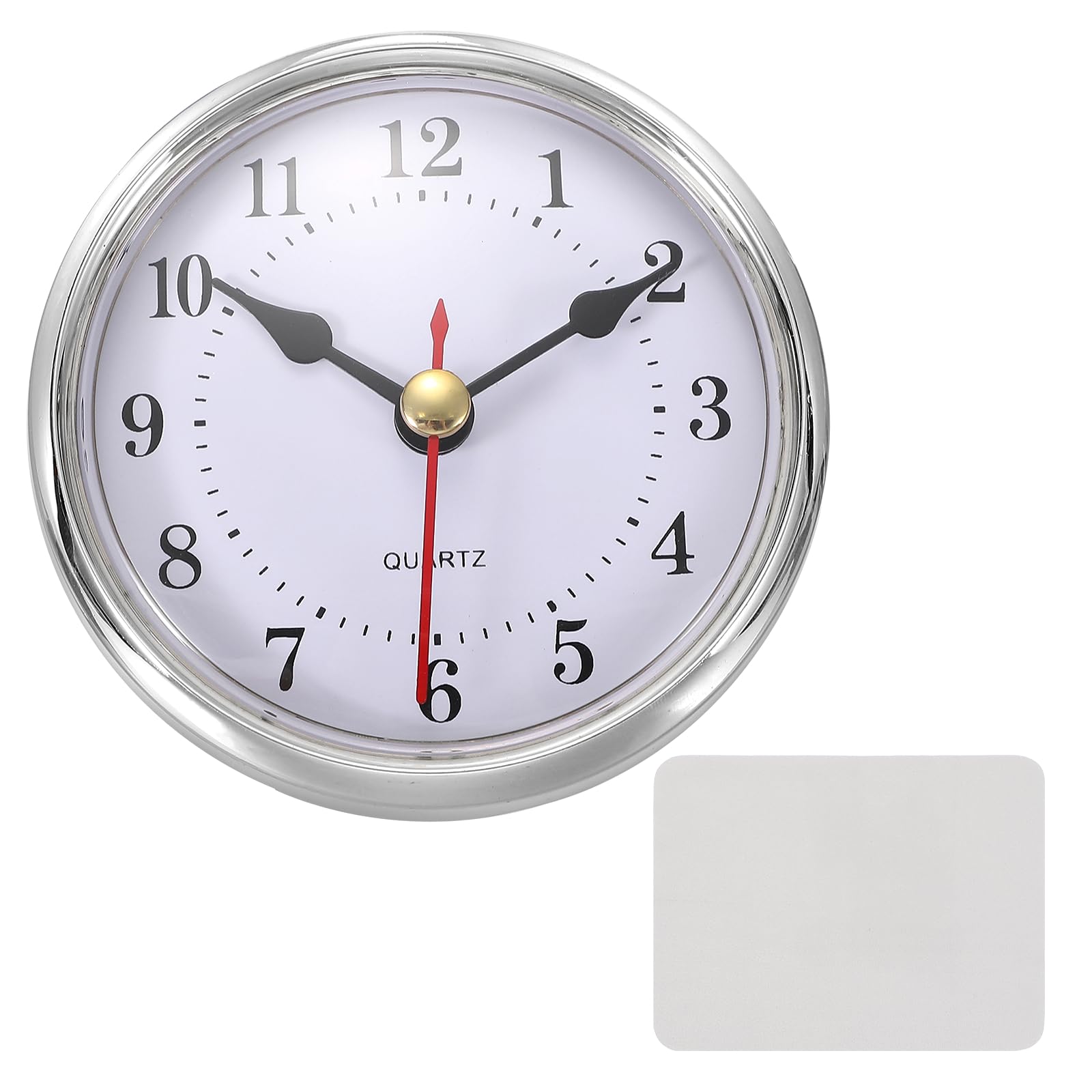 PATIKIL Classic Clock Movement, 3.1 Inch/80mm Quartz Movement Insert for Office Home Decor Replacement DIY, Silver (Arabic Numerals,Peach Blossom) — image 1