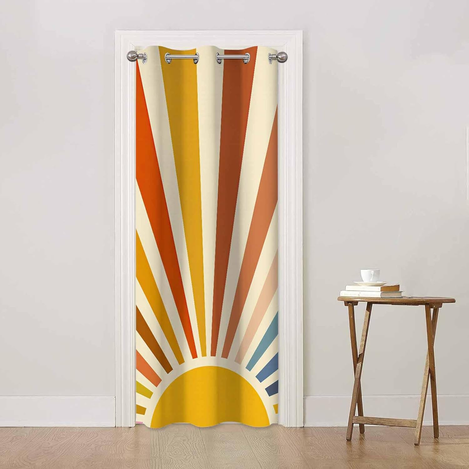 Sunshine Rainbow Doorway Curtains Colorful Boho Sun 1 Panel 34" W X 80" L Door Drape for Kitchen Restaurant Bedroom Living Room
