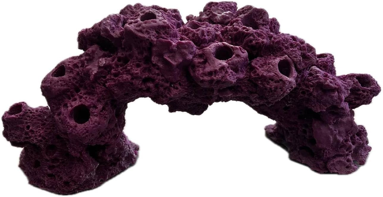 Ocean Aquaria 16 Hole Arch Coral Frag Plug Rack/Rock for Live Coral Plug Ons (Coralline Purple)