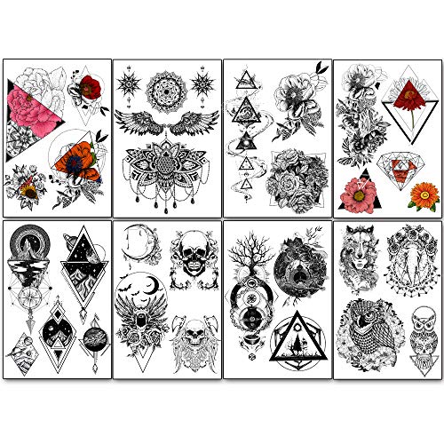 Yazhiji 32 Pieces/Lot Rich Tattoo Patterns Totem Flower Rose temporary tattoo stickers for women men boys girls sexy body art big arm tower drawing sunflower - Thumbnail 2