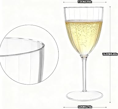 24 PCS Elegant Plastic Champagne Flutes, 6 oz Clear Disposable Yet Reusable Champagne Glasses for Wedding, Birthday, Party Toasting (16 Coun)