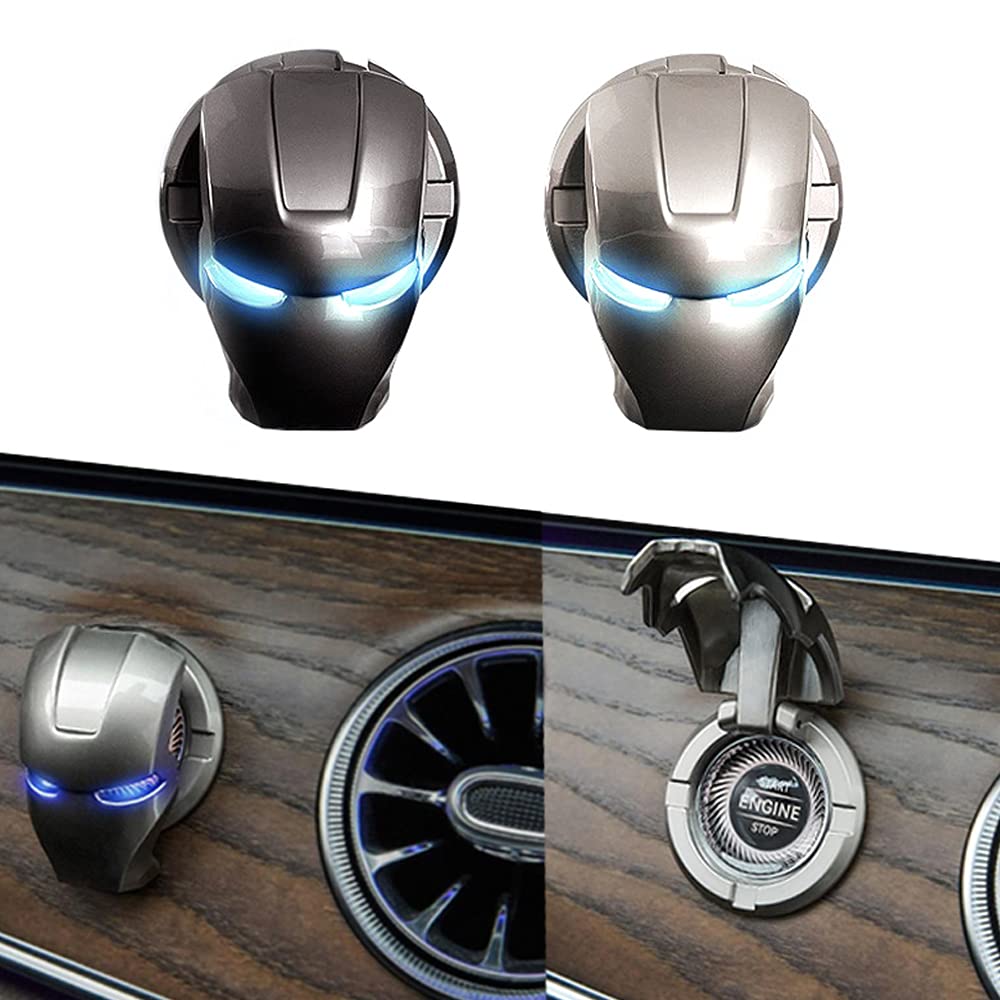Photo 1 of SEMTION Engine Start Stop Button Cover Push to Start Button Cover Universal for Cars (Alloy Material) (Black+Silver) 2 Pack