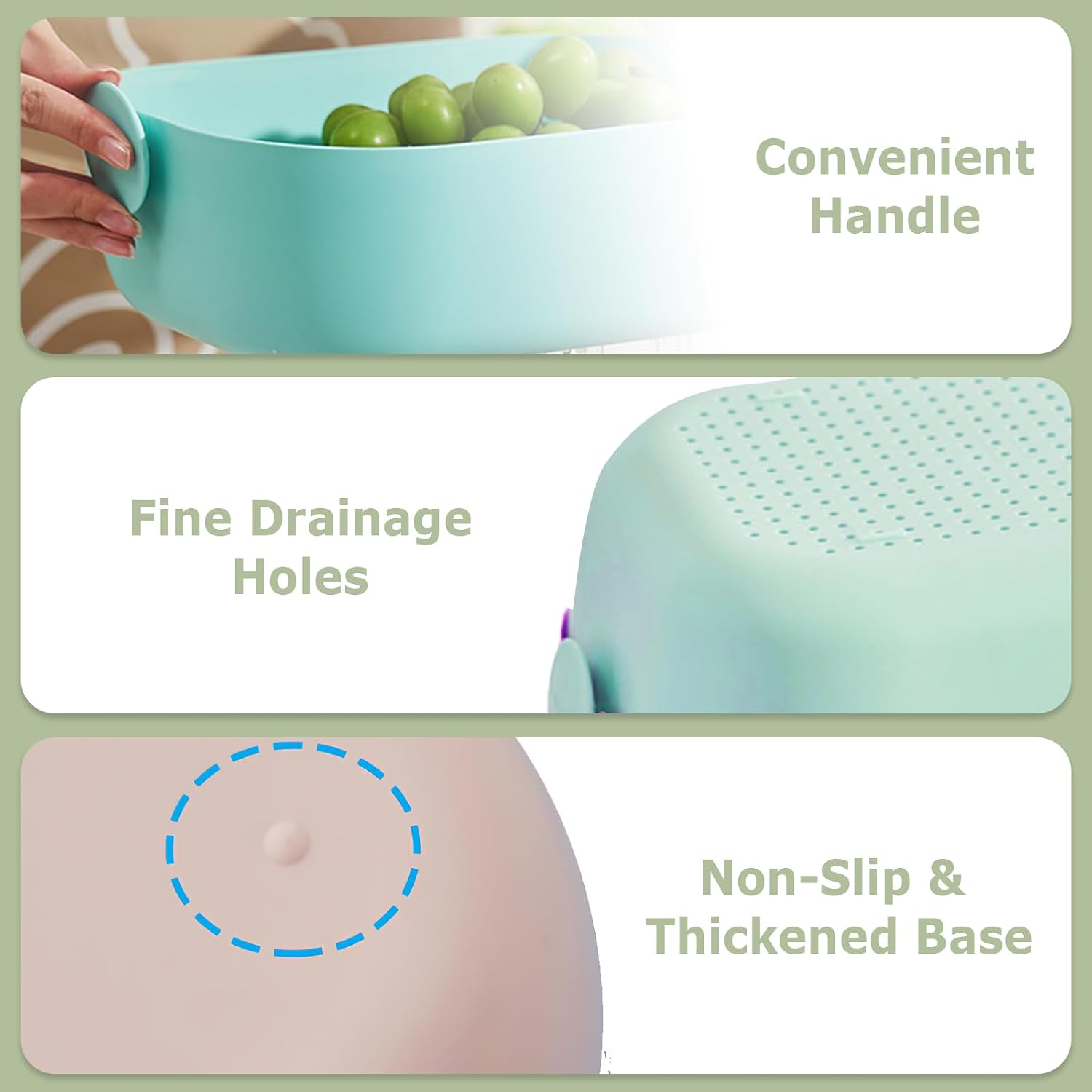 Double-Layer Strainer and Colander Bowl, Kitchen Mesh Strainer for Washing Fruits, Vegetables, and Draining Food