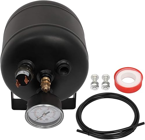 Miniatura 6 de Tanque de compresor de aire de 5 puertos de 0.5 galones (2 litros), repuesto de 150 PSI para suspensión neumática para bocina de tren de coche