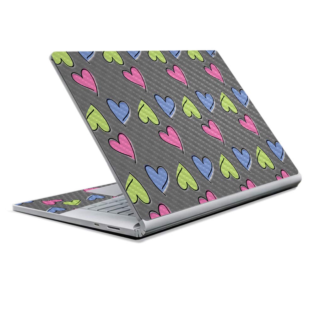 MightySkins Carbon Fiber Skin for Microsoft Surface Book 2 13" (2017) - Girly,Protective, Durable Textured Carbon Fiber Finish,Easy to Apply, Remove, and Change Styles,