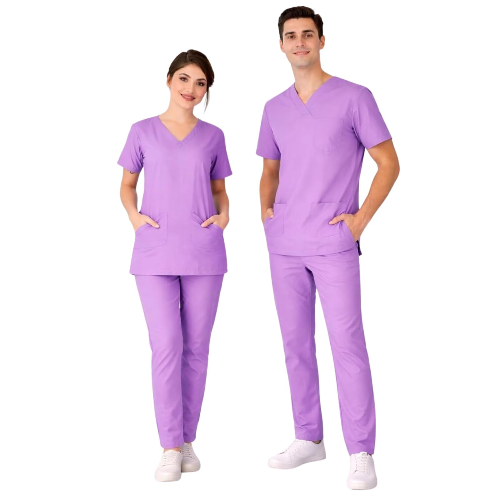 Epicure Wears Uniforms Scrub Suit Unisex | V Neck |Breathable Fabric Poly Viscose |Half Sleeves| Flexibile & Comfortable| Ideal for Doctors, Dentists & Healthcare Professionals (Lavender_S)