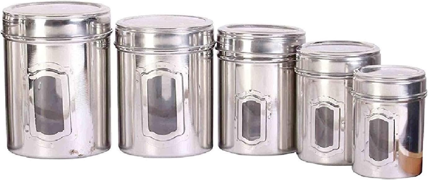 Jagani Steels Jagani Stainless Steel See Through Storage Container,Unbreakable Canister- Set Of 7 Pcs