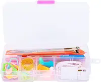 Conjunto de ferramentas de tricô, novos acessórios de kit de costura em caixa com agulhas, pinças, dedal, alfinetes grandes para iniciantes, tricô suave e projetos versáteis, viagens em família