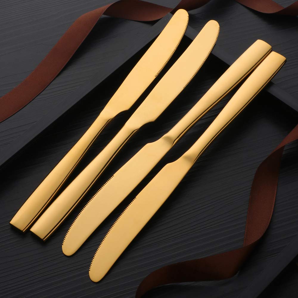 Cuchillos de cena de acero inoxidable de 12 piezas, cuchillos de mantequilla, cuchillos de mesa, juego de cubiertos clásicos, cuchillos de autógrafo para el hogar, cocina o restaurante,