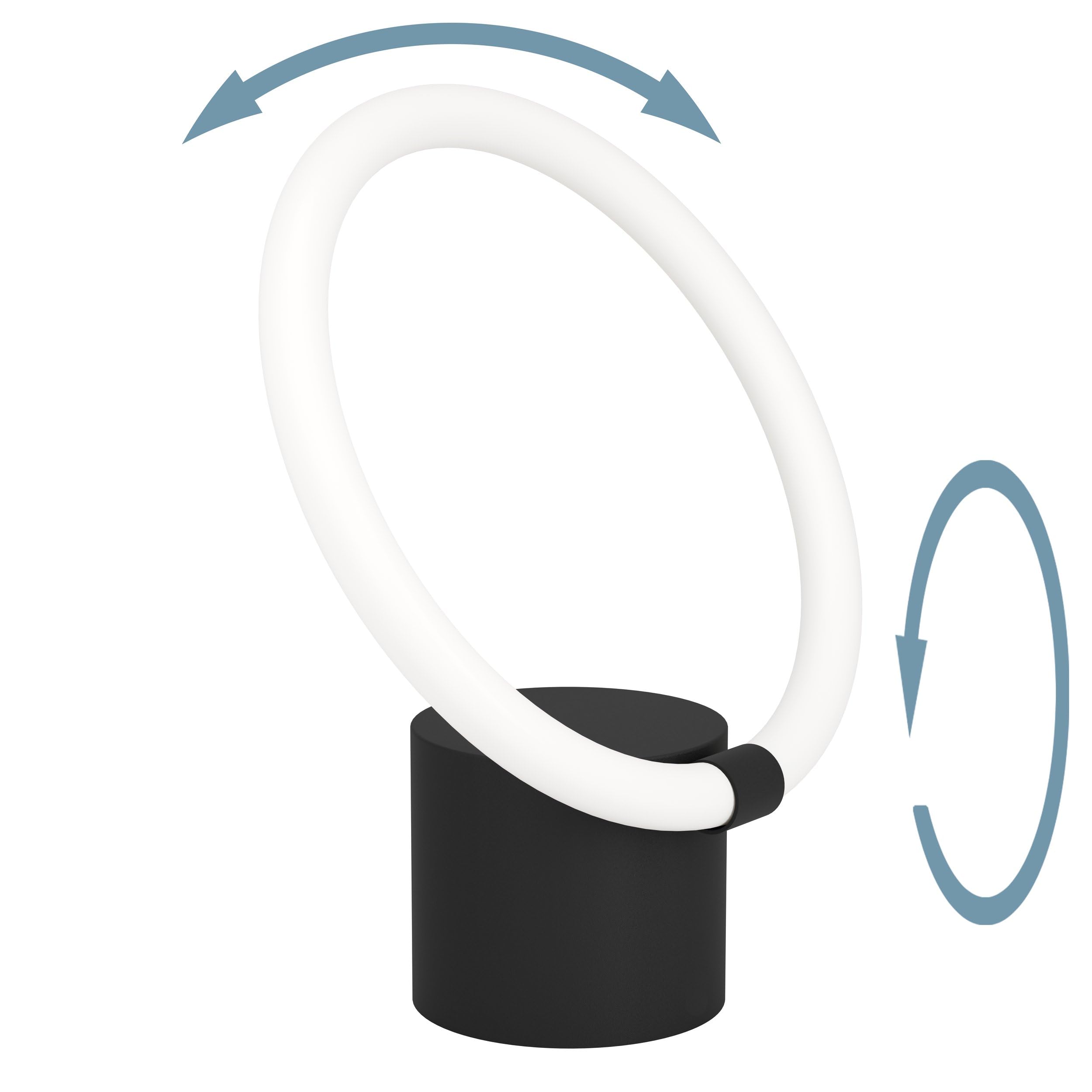 Eglo Bedside lamp Caranacoa with LED Ring, Minimalist Side Table Light Made of Black Metal and White Plastic - Image 4