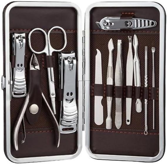 SNA 12 Piece Bag Type Manicure Pedicure Nail Care Set Bag with all-in-one set stainless steel